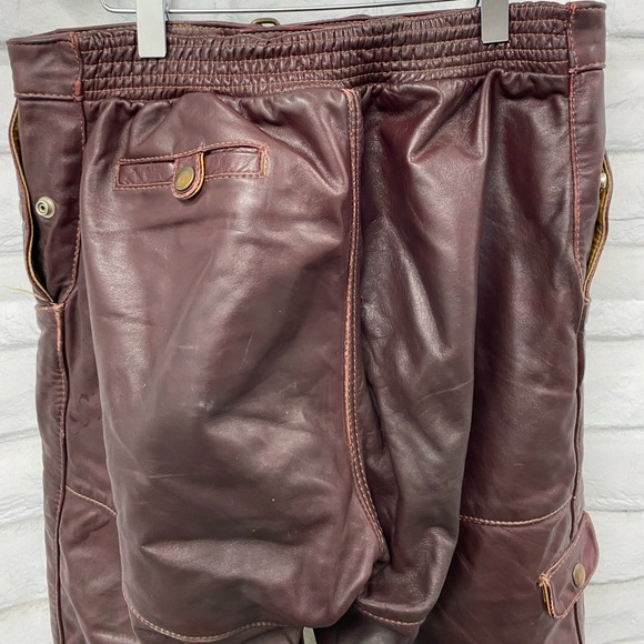 Vintage Taurus Leather Pant 34 Burgundy Brown - Picture 11 of 12